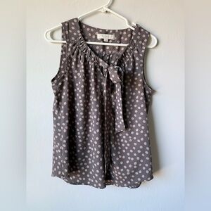 LOFT Sleeveless Blouse with Pink Polka Dots